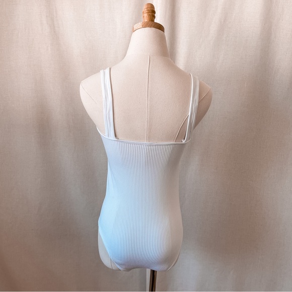 White Ribbed Tank-Top Bodysuit - Picture 3 of 3